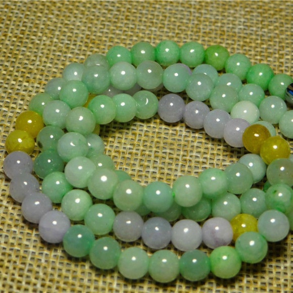 3 Color Natural Grade A Jade Jadeite Beads Necklace 19"inches Long - Picture 4 of 6